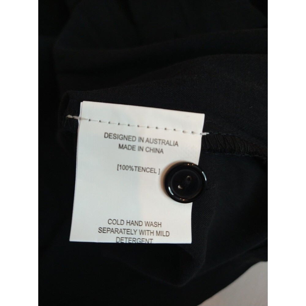 NWT Label of Love Dress Sz S Black Button Flap lagenlook Bell Sleeve 100% Tencel - Picture 12 of 16